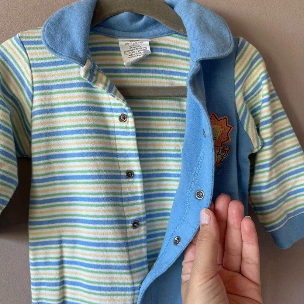Vintage‎ Carter’s 2001 Baby 100% Cotton Lion Striped Footed Sleeper 6-9 months